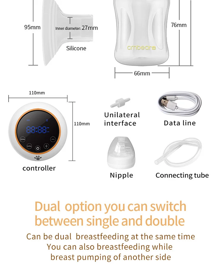 Double breast pump 3 modes 9 levels memory function touch LED screen