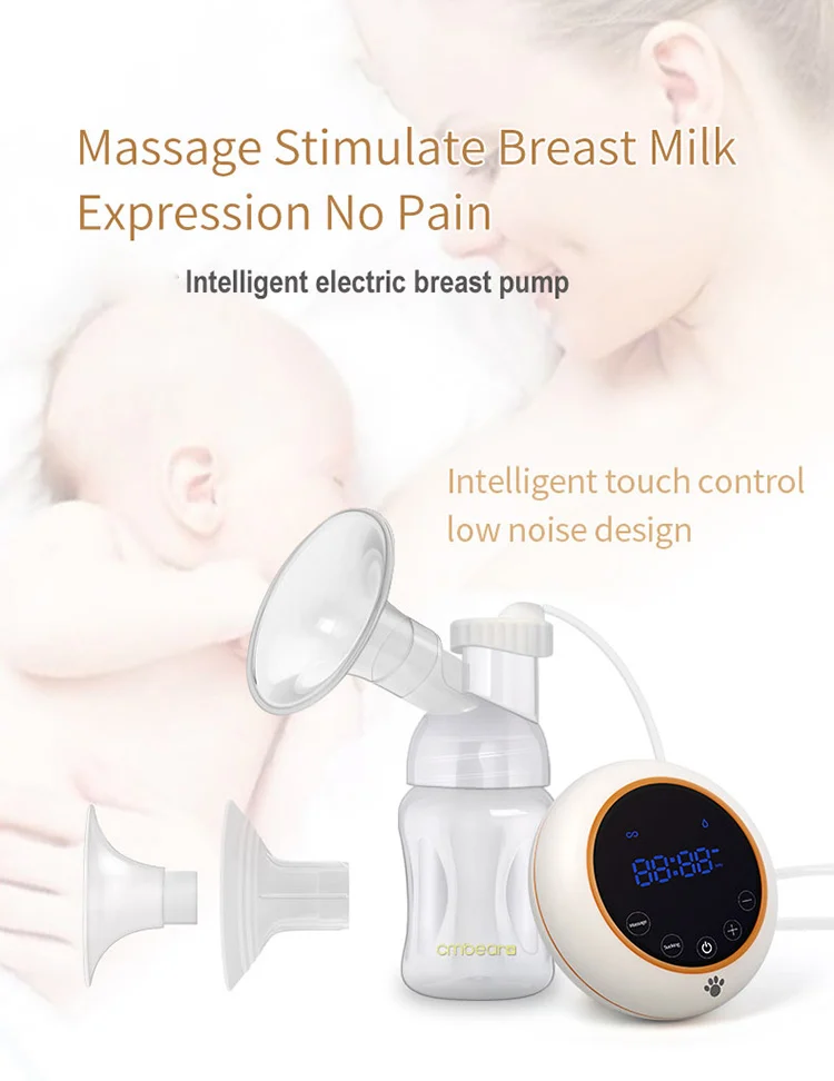 Breast pump with detachable parts and tubing, showing closed system design