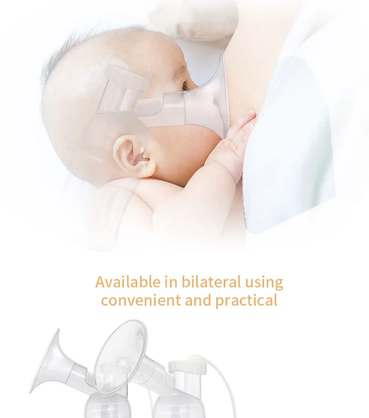 Breast pump with standard 60mm bottle neck, compatible with most bottles