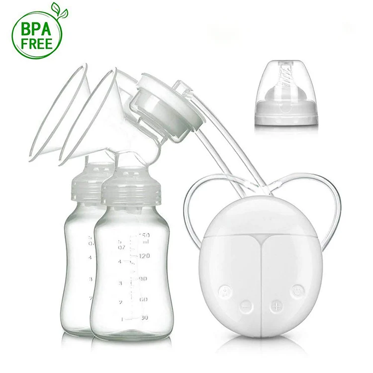 White double electric breast pump with touch screen and silicone diaphragm