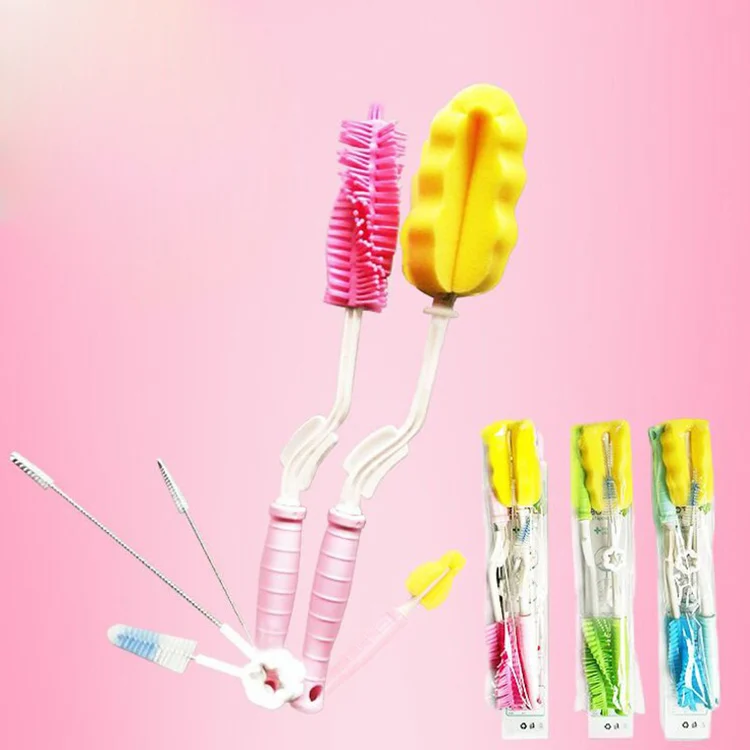 Green 6-in-1 bottle cleaning brush with the straw cleaner detached