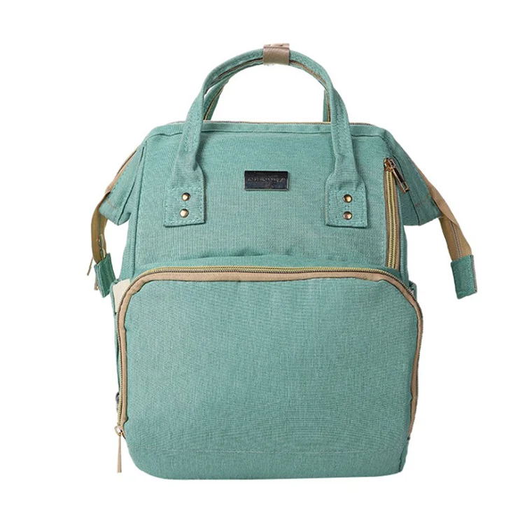Side view of the bag showing bottle pockets and internal compartments
