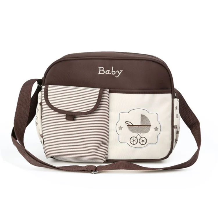 Extra large black mini baby nursery nappy diaper shoulder bag with built-in strap and shoulder strap