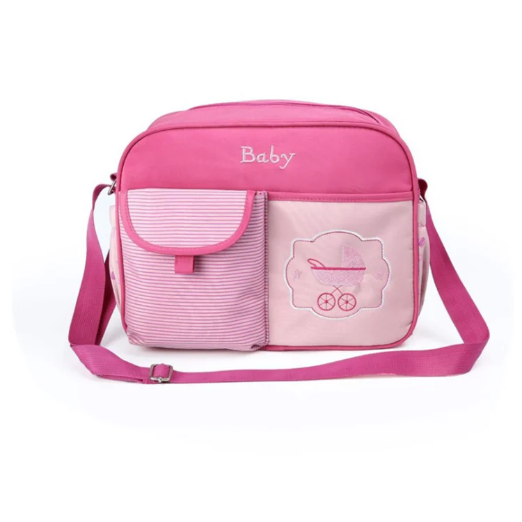 Mini baby nursery nappy diaper shoulder bag with multiple carrying options shown