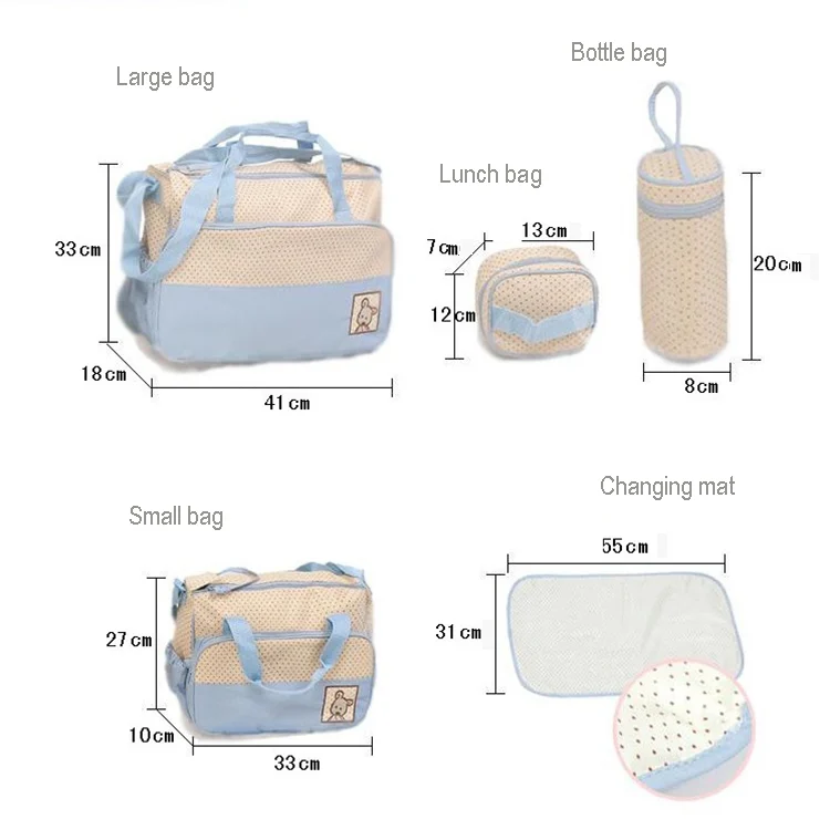 Diaper bag with logo and custom branding on the front panel