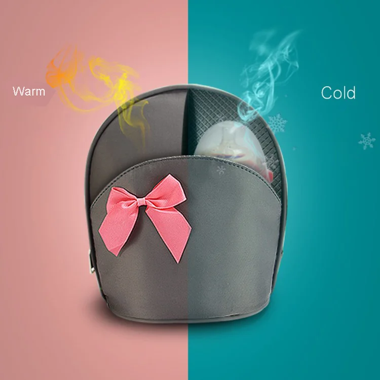 Baby bottle bag with two bottles and a sippy cup inside