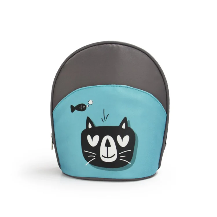 White baby bottle bag with logo and handle, side view