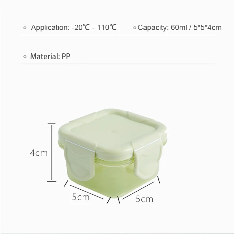 Container stored in freezer, showing label and dimensions