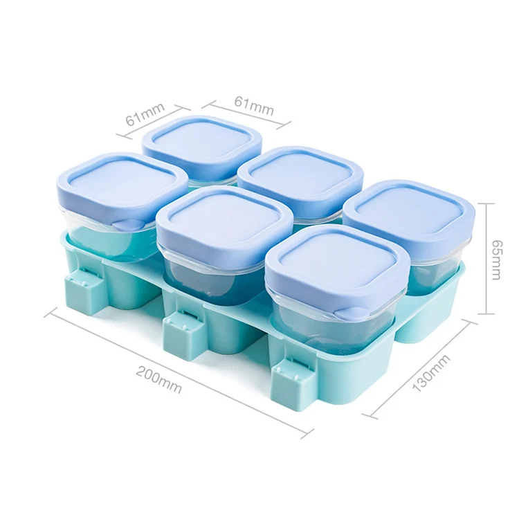Side view of the baby food mold showing the clear PP body and silicone lid