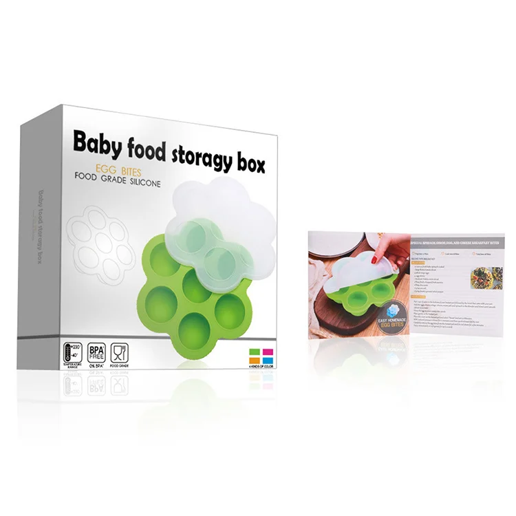 7 cups Silicone Ice Ball Maker Mould Baby Food Storage with Lid