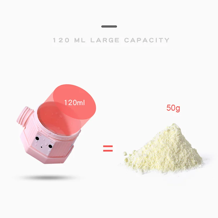 Milk powder box with a baby bottle being filled from one compartment