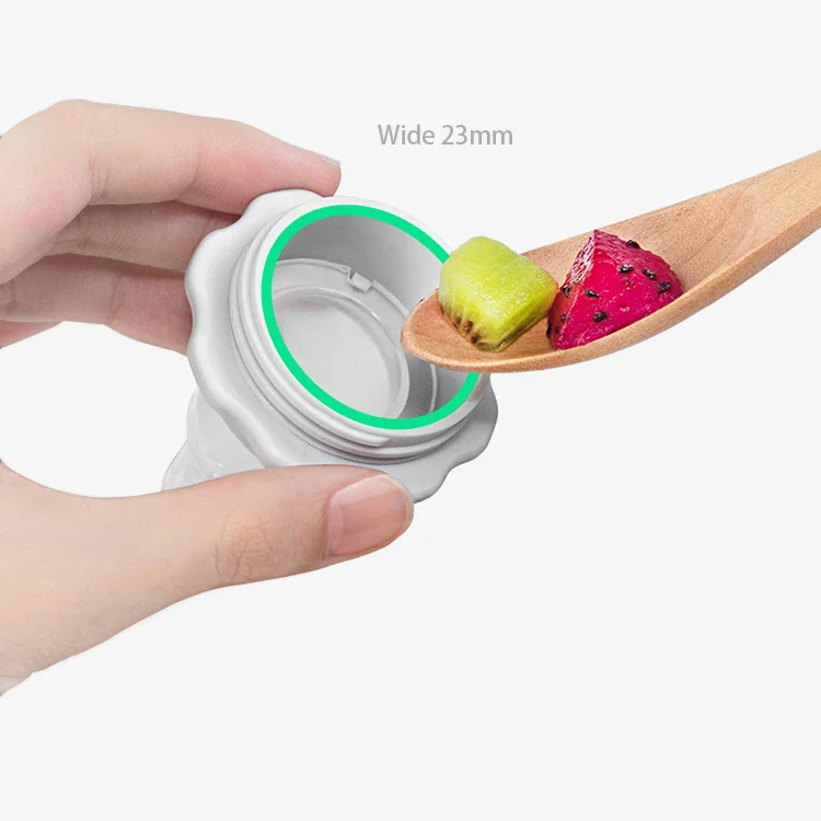 Feeder with cooled food or ice cubes for teething relief