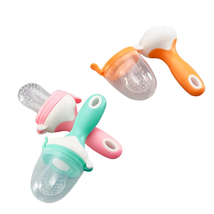 Baby fruit feeder pacifier with mesh cover removed, showing the cavity