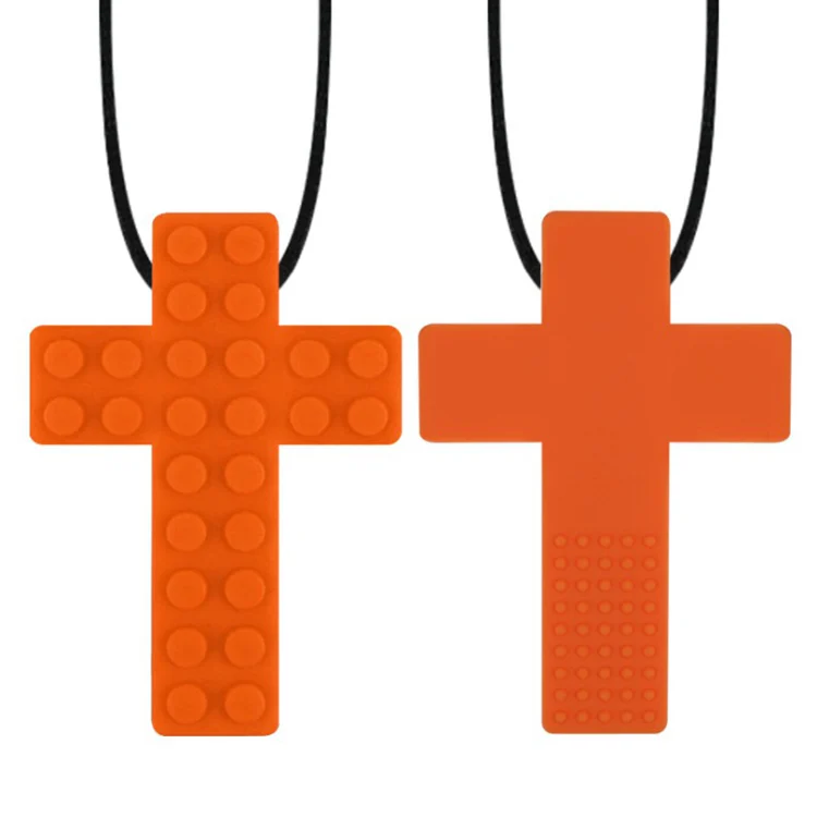 Silicone chew necklace with a soft, flexible design