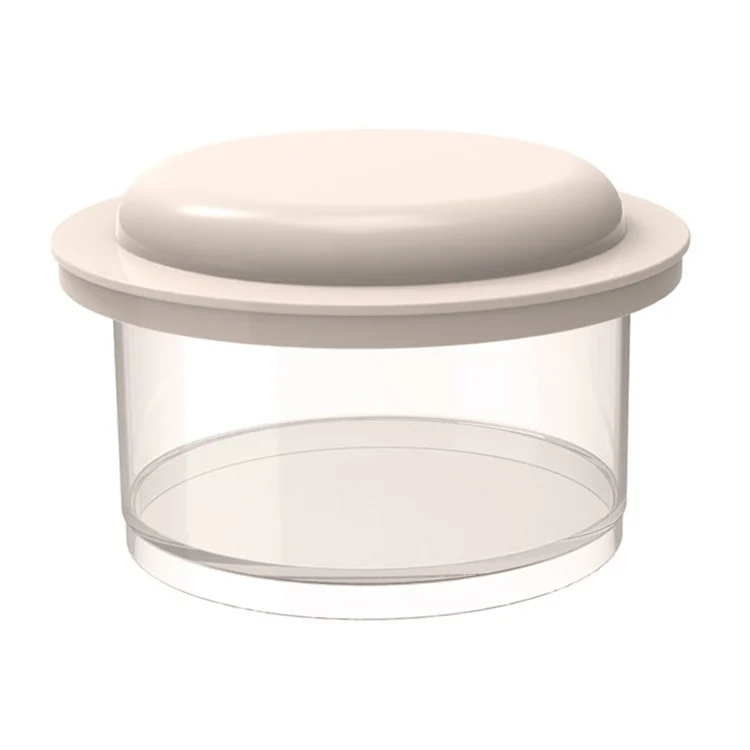 Side view of the container showing small mouth and matte finish