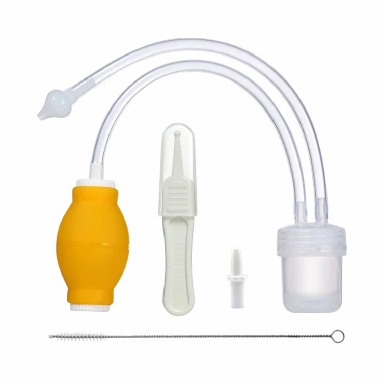 4 in 1 manual suction baby nasal aspirator with soft silicone nozzle and one-way valve