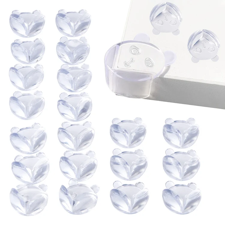 Close-up of the smile-shaped silicone corner guard with rounded edges