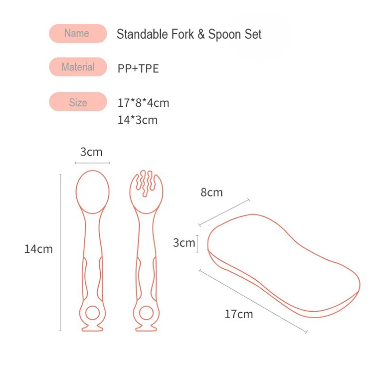 Standable Baby Feeding Spoon&Fork Set