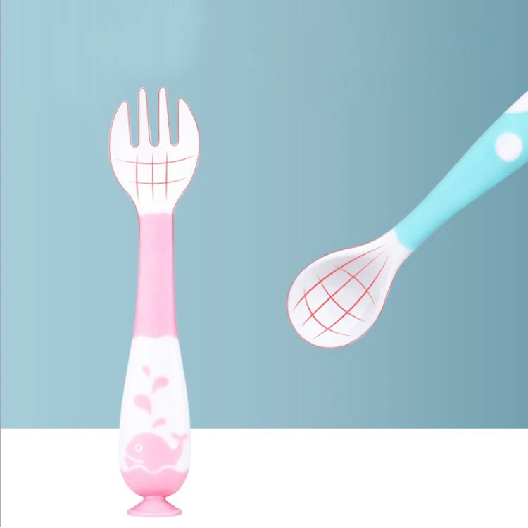 Spoon and fork set in PP box with brand logo and instructions