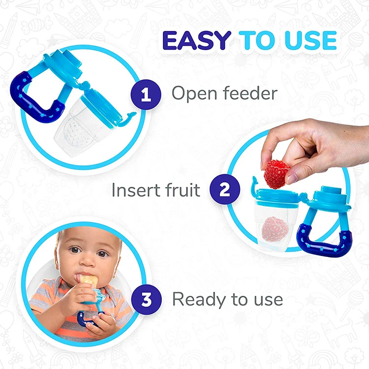 Baby fruit feeder pacifier held by a small hand