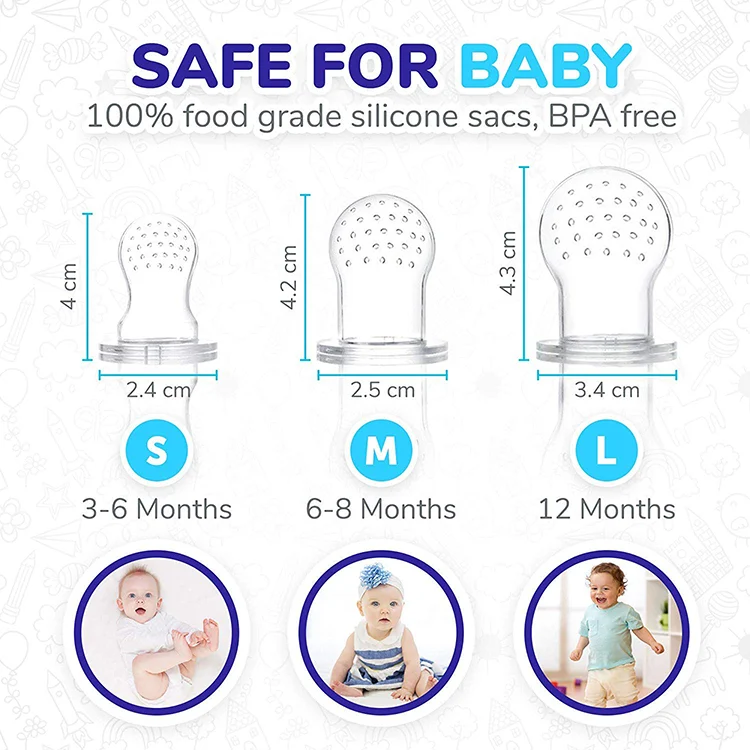 Baby fruit feeder pacifier with small fruit pieces inside