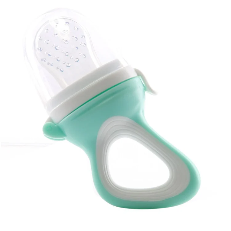 Pink baby food fruit pacifier feeder with dust-free cover closed