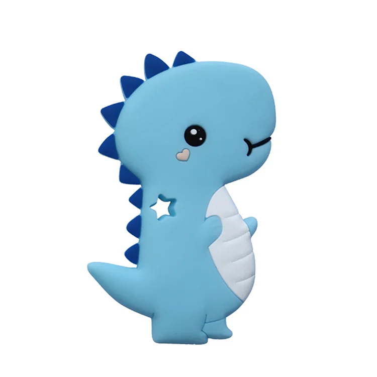Pink dinosaur-shaped baby teether toy, 7*10*0.5cm, standing upright