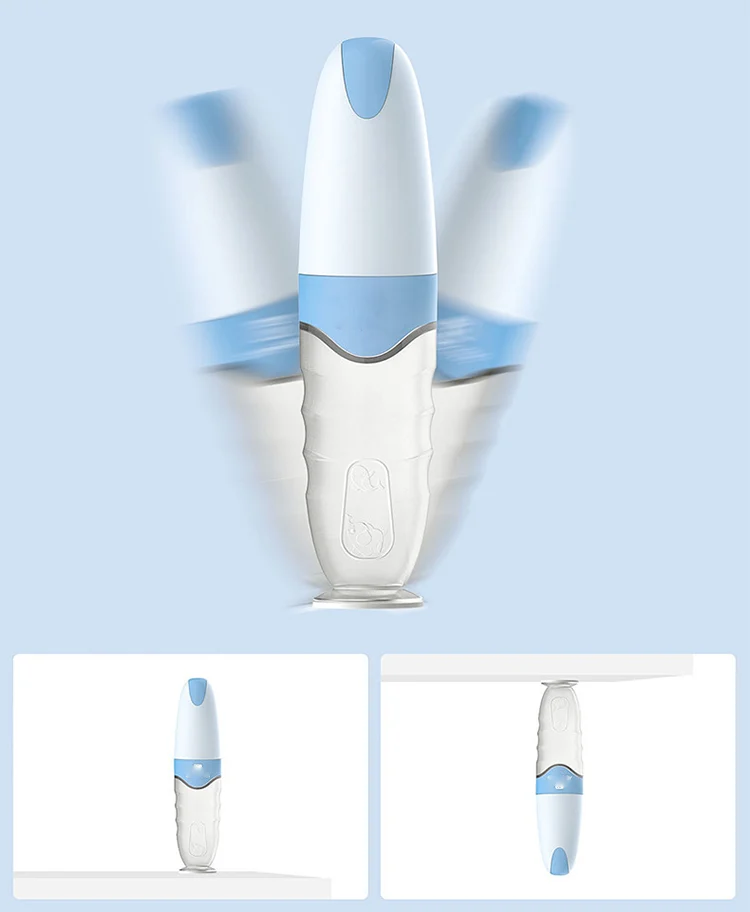 Feeding bottle with the spoon extended, showing the feeding position