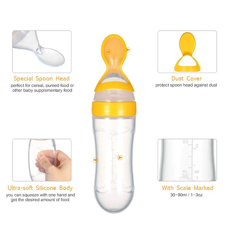 Bottle with spoon head and cover, placed on a clean surface