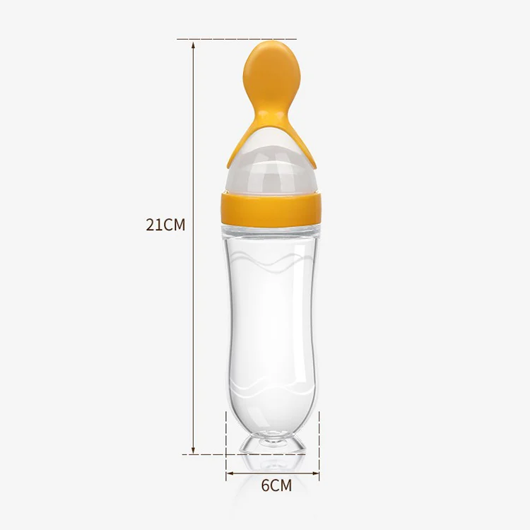 Silicone Feeding Bottle Squeeze Baby Food Feeder With Suction Cup