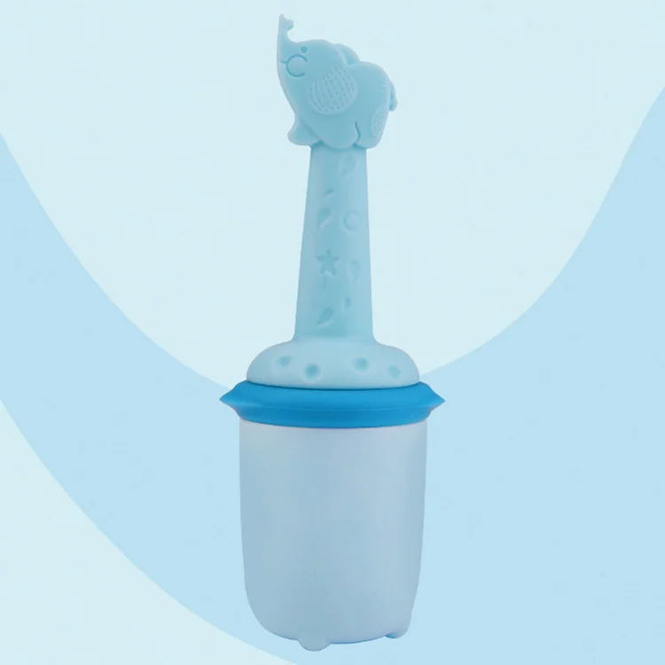 Silicone baby feeder pacifier turned upside down as a teether
