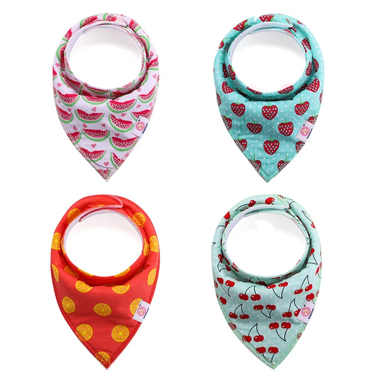 Bandana bib worn by a toddler, showing full coverage