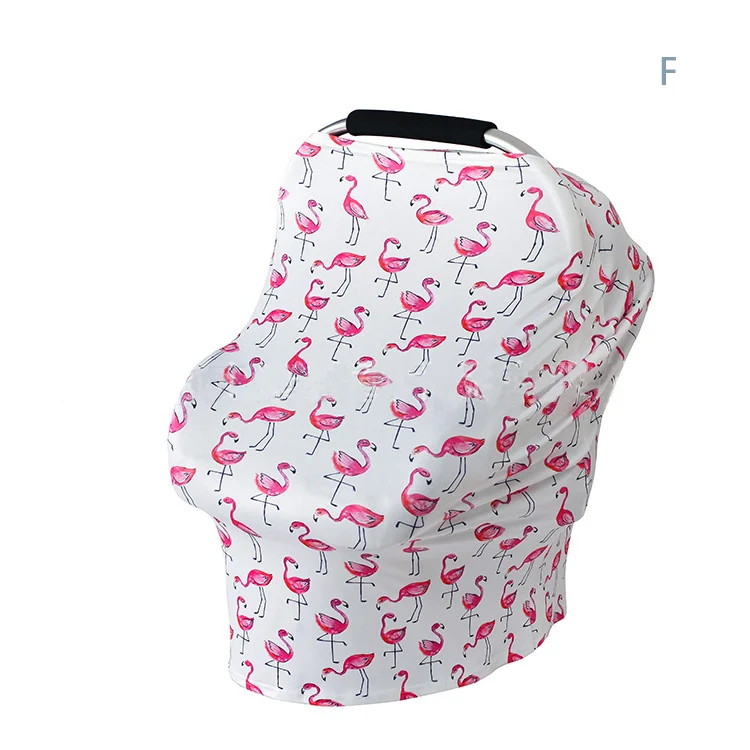 Pink flower-patterned cotton nursing cover draped over a stroller
