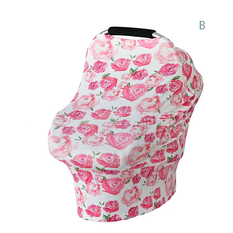 Nursing cover draped over a shopping cart, shielding baby from germs