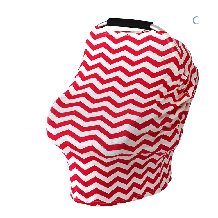 Nursing cover scarf used as a shopping cart cover in a supermarket