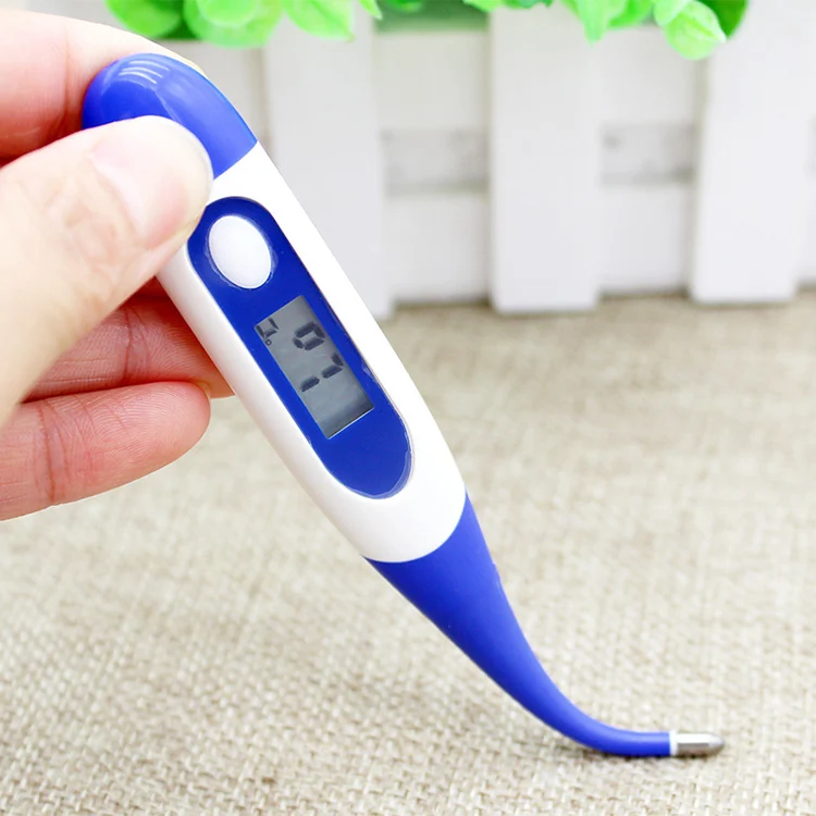 Digital thermometer with the battery and circuit board visible