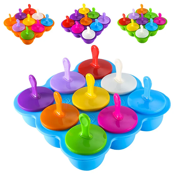 9-cup silicone food storage mold with lid closed, standing upright