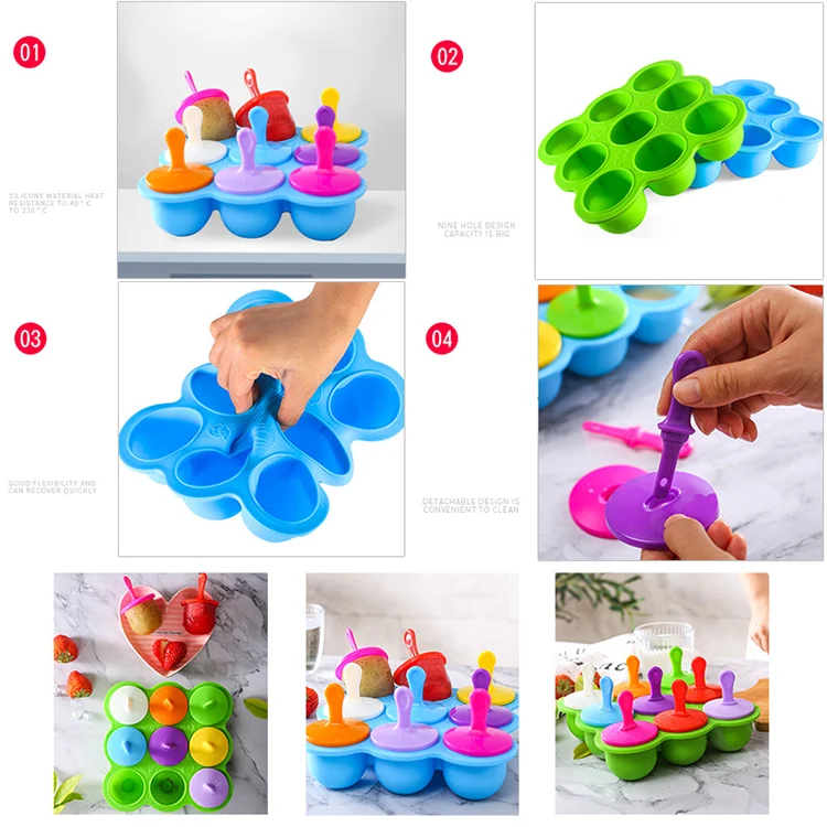 9 cups Mold Multi-function Ice Mold Baby Food Storage Container