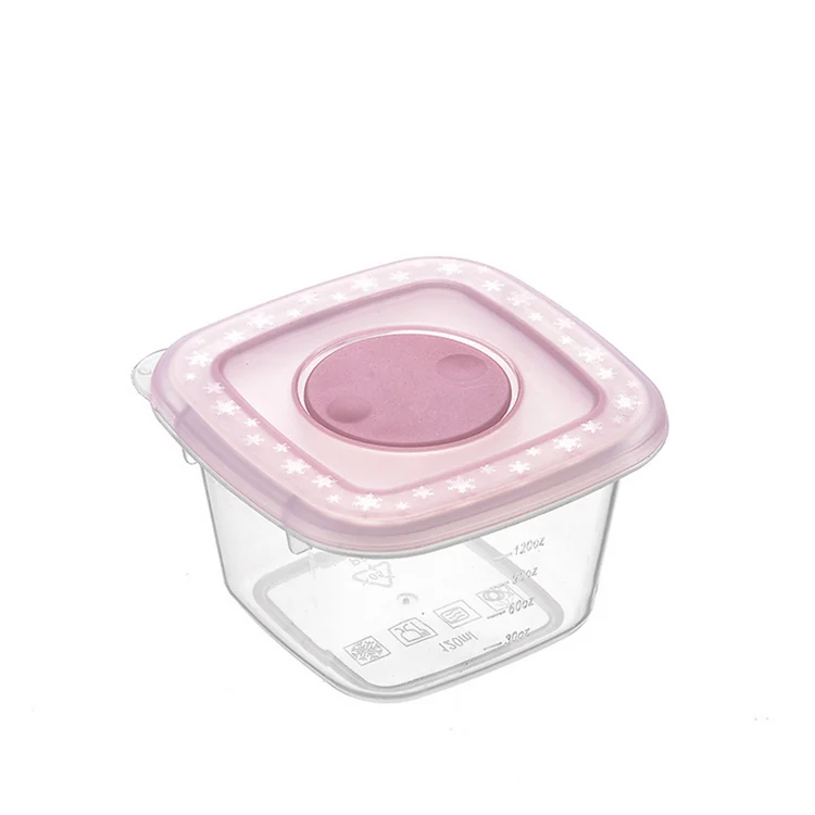 White 120ml baby food container with closed lid, standing upright