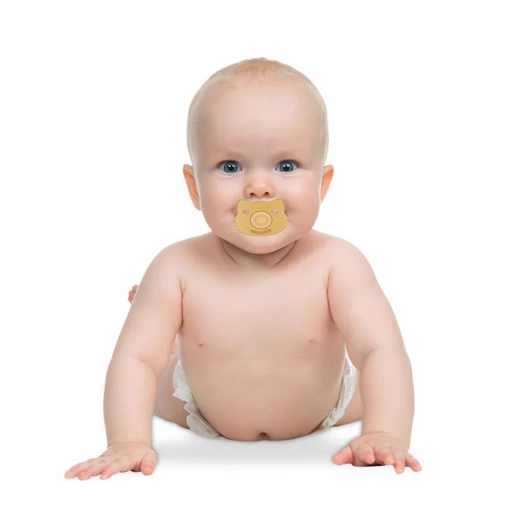 Pacifier in use by a baby, showing natural positioning in the mouth