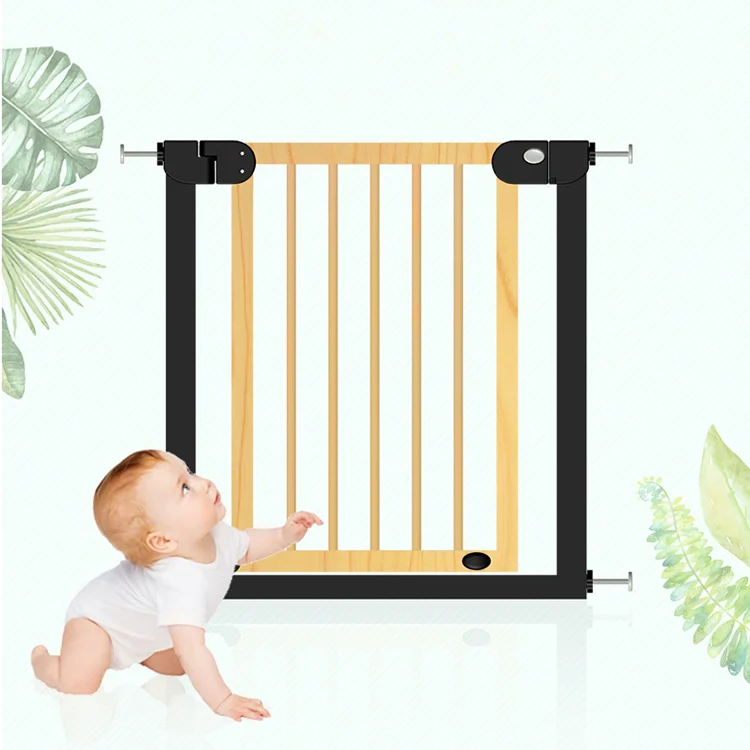 Wooden gate with the auto-close mechanism visible in action