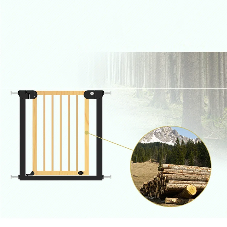 Close-up of the triple locking system on the wooden gate