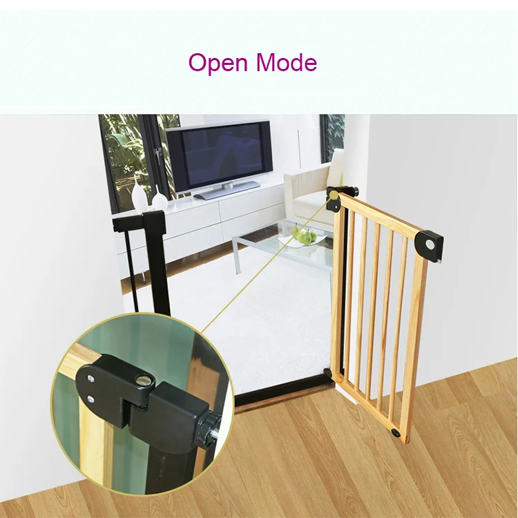 Side view of the gate showing the extendable side panels and tension knobs