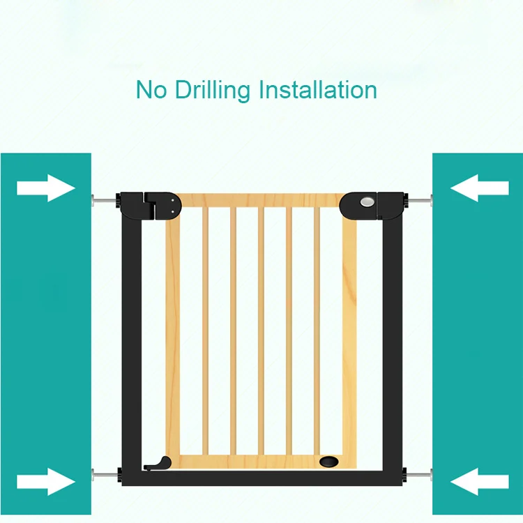 Gate with the hold-open feature engaged, allowing free passage