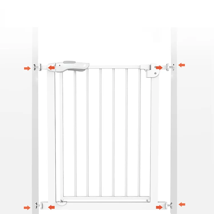 Gate installed in a narrow hallway with both extensions adjusted to 76 cm
