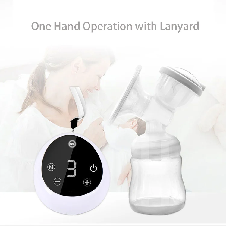 Electric breast pump in gift box with accessories and instruction sheet