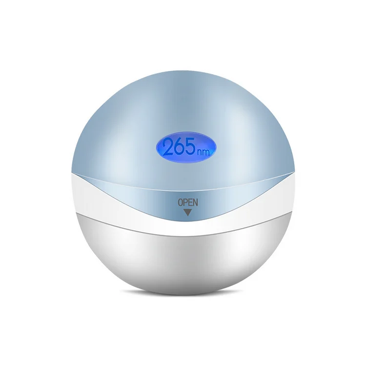 Portable UVC sterilization box in white with touch control panel and closed lid