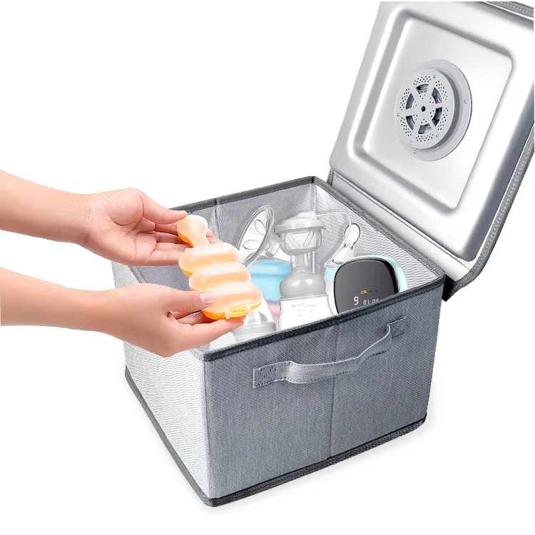 UV sterilizer bag box closed, showing touch control panel