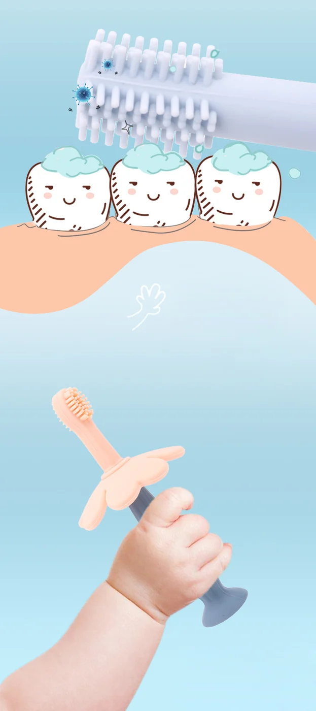 3 Stage Silicone 360 Degree Toddler Anti-Choke Baby Toothbrush