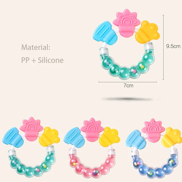 Infant rattle teether packed in OPP bag, 1000pcs per carton